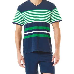 Pijama de hombre corto cenefa a rayas