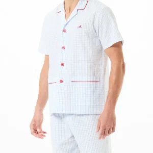 Pijama de hombre corto abierto a cuadros