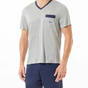 Pijama de hombre corto liso manga corta