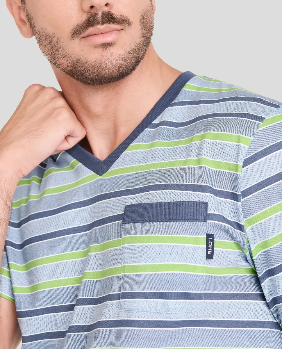 Pijama corto hombre rayas verdes - Imagen 3