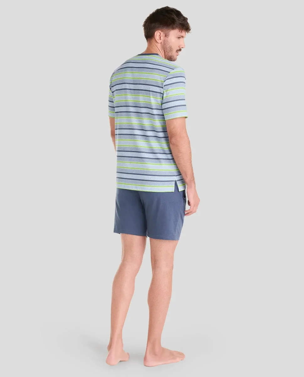 Pijama corto hombre rayas verdes - Imagen 4