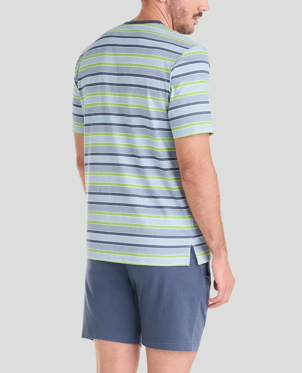 Pijama corto hombre rayas verdes - Imagen 5