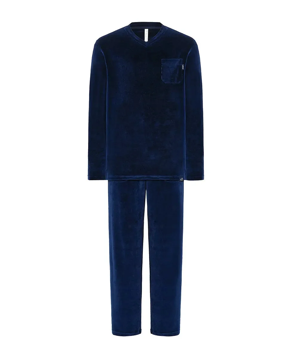 Pijama largo de hombre terciopelo liso - Imagen 5