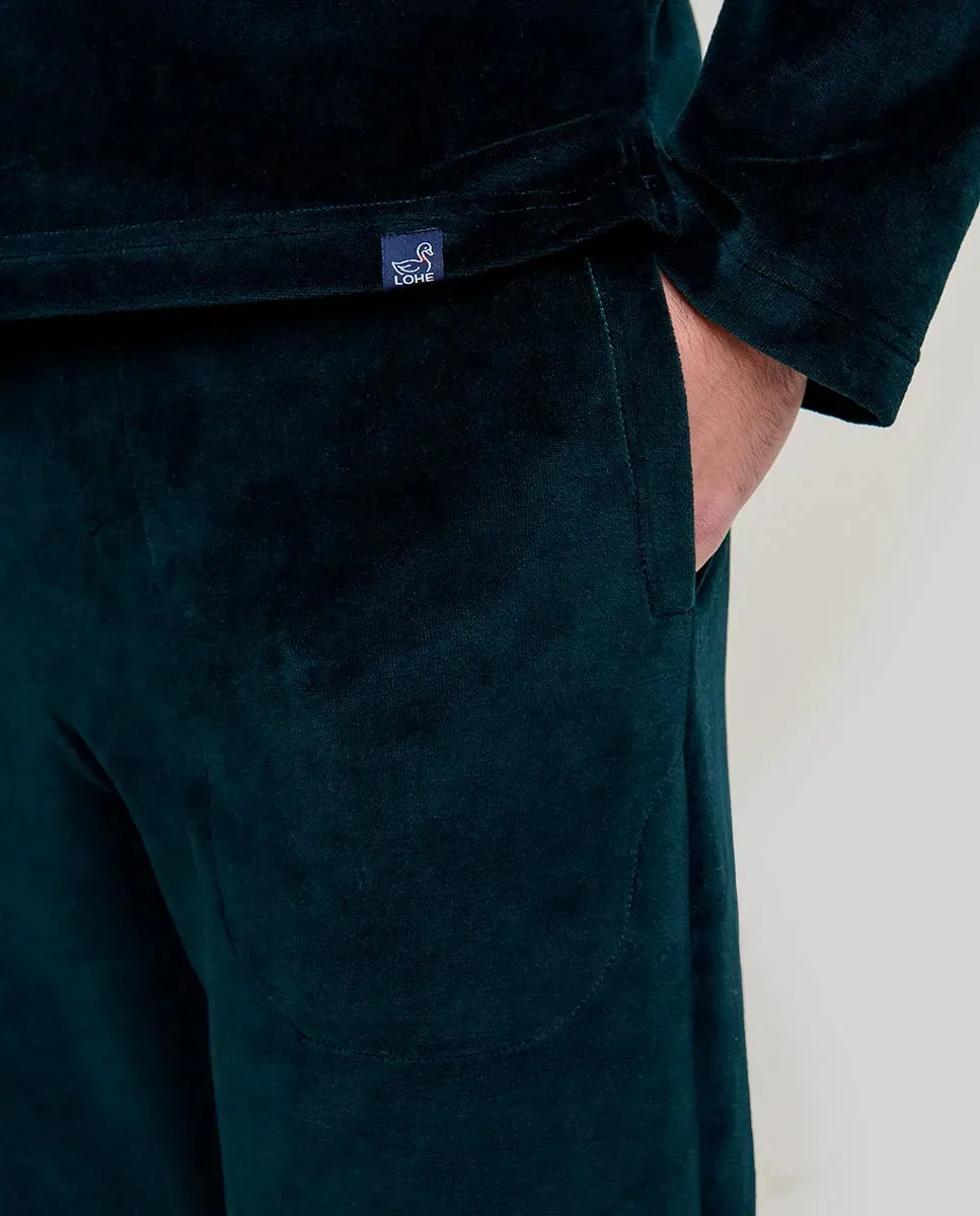 Pijama largo de hombre terciopelo liso - Imagen 9