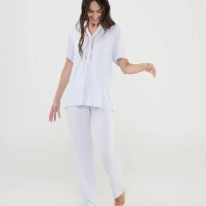 Pijama de mujer lencero largo entredós