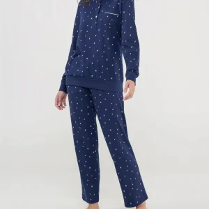 Pijama mujer largo invierno marino estrellas