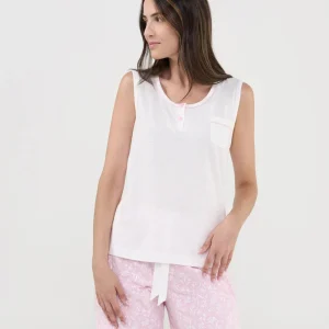 Pijama de mujer corto sin mangas florecitas