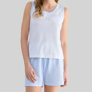 Pijama corto mujer sin mangas verano corazones
