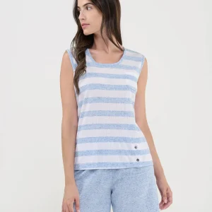 Pijama de mujer corto sin mangas vigoré rayas
