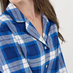 Pijama mujer camisero invierno cuadros azules