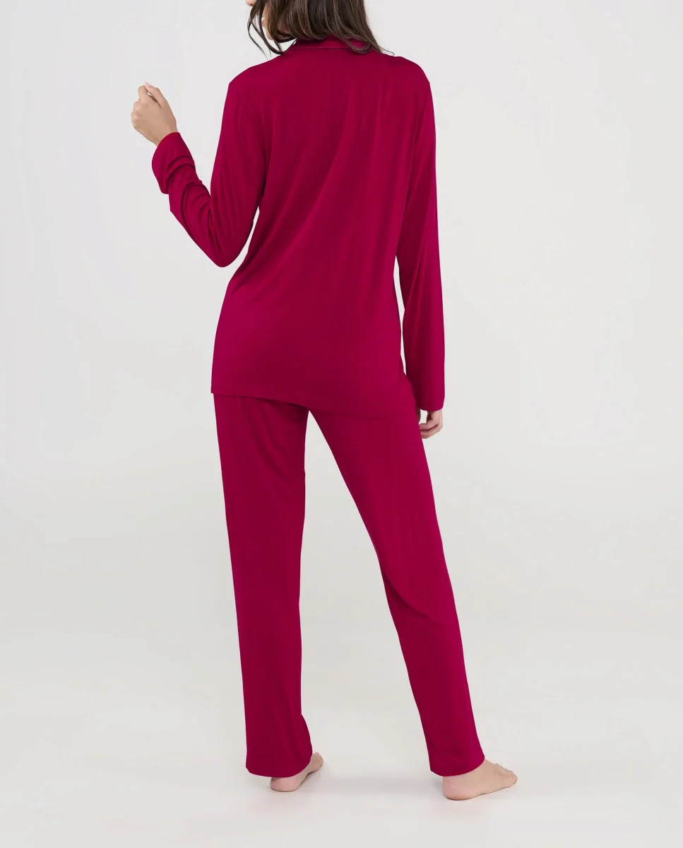 Pijama mujer largo modal granate - Imagen 4