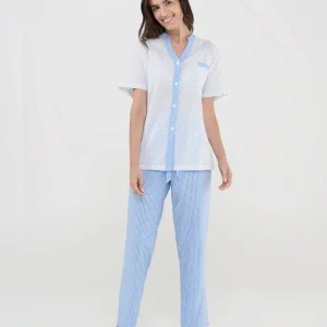Pijama largo de mujer plumeti a cuadros