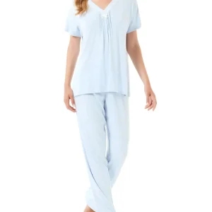 Pijama de mujer largo cuello puntilla