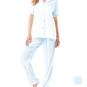 Pijama de mujer largo plumeti y rayas