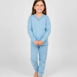 Pijama de niña vigoré a topos cuello pico