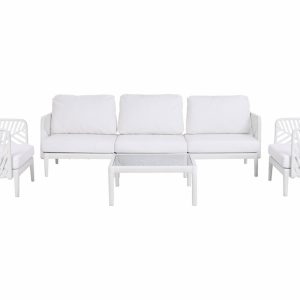 Set de Jardín Modular Hoja Crema Sofá y Mesa de Centro