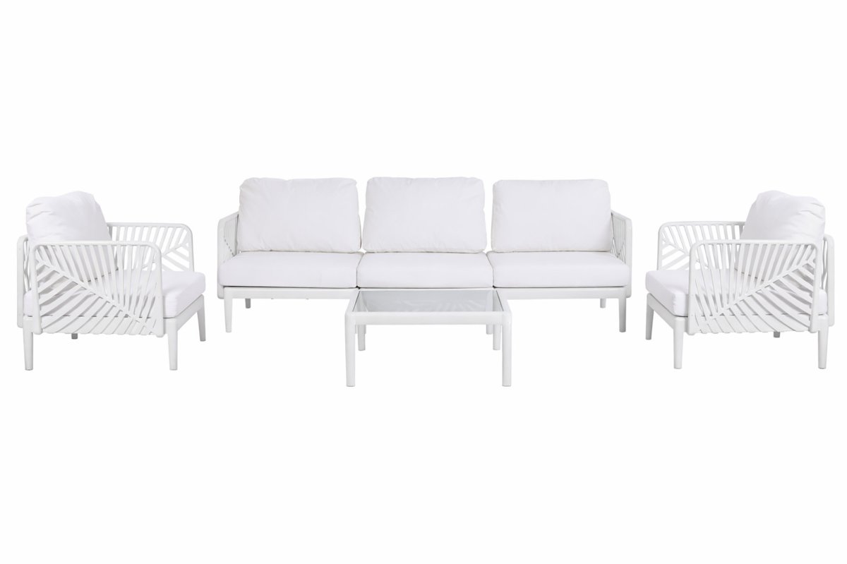 Set de Jardín Modular Hoja Crema Sofá y Mesa de Centro - Imagen 2
