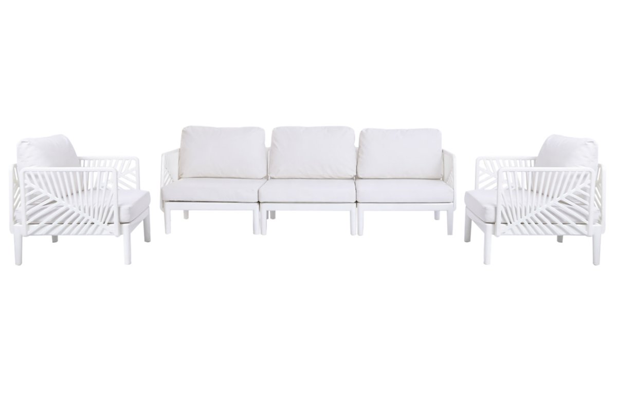 Set de Jardín Modular Hoja Crema Sofá y Mesa de Centro - Imagen 5