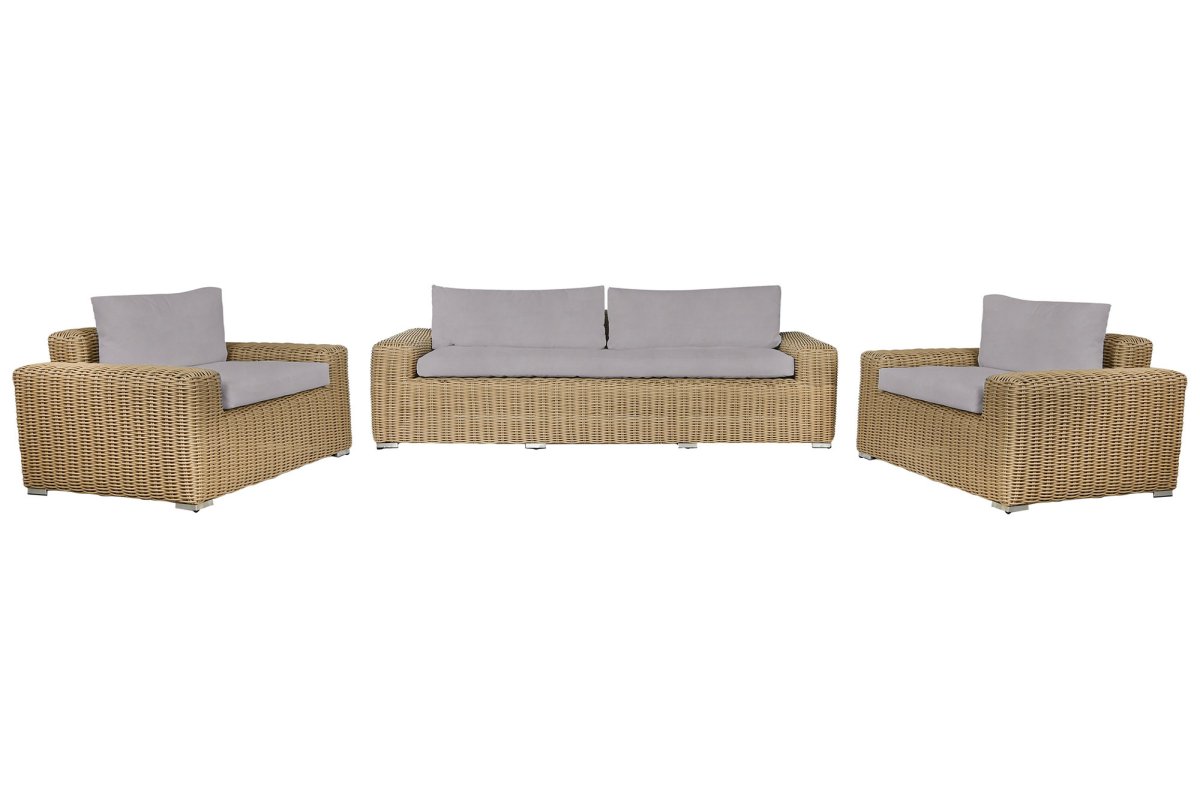 Set de Jardín Moderno en Ratán Sintético Mocca y Poliéster Beige - Imagen 9