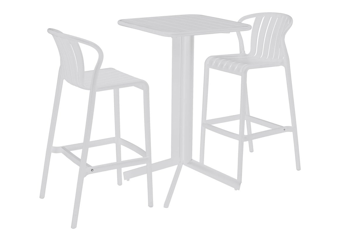 Set Mesa Alta y Taburetes de Bar Blance Exterior - Imagen 8