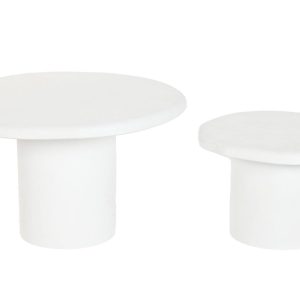 Set 2 Mesas Centro Madera Mango Reciclada Blanca