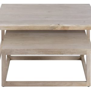 Set 2 Mesas Centro Anidables Madera Mango Natural
