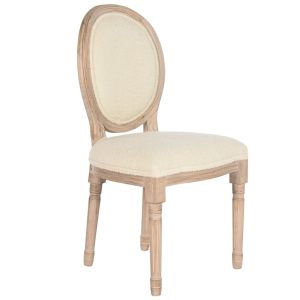 Silla de Comedor Clásica Luis XVI en Hevea y Bouclé Crudo