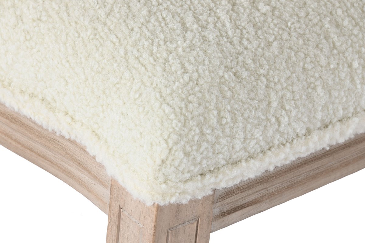 Silla de Comedor Clásica Luis XVI en Hevea y Bouclé Crudo - Imagen 5
