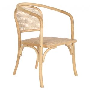 Silla de Comedor Olmo y Ratán Natural con Reposabrazos