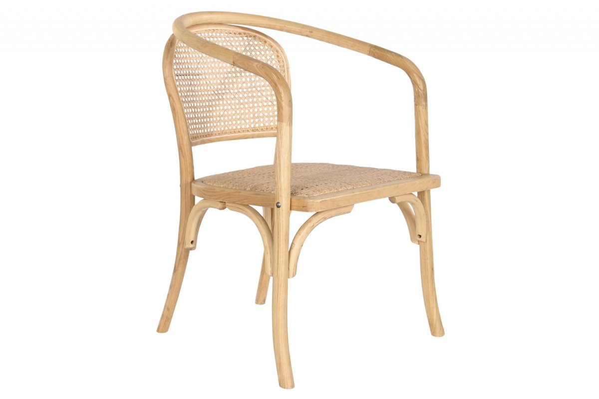 Silla de Comedor Olmo y Ratán Natural con Reposabrazos