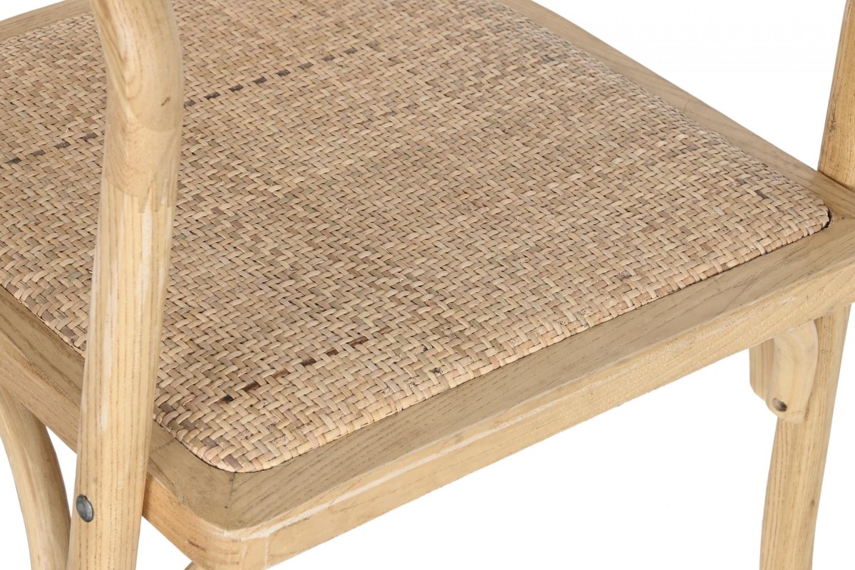 Silla de Comedor Olmo y Ratán Natural con Reposabrazos - Imagen 3