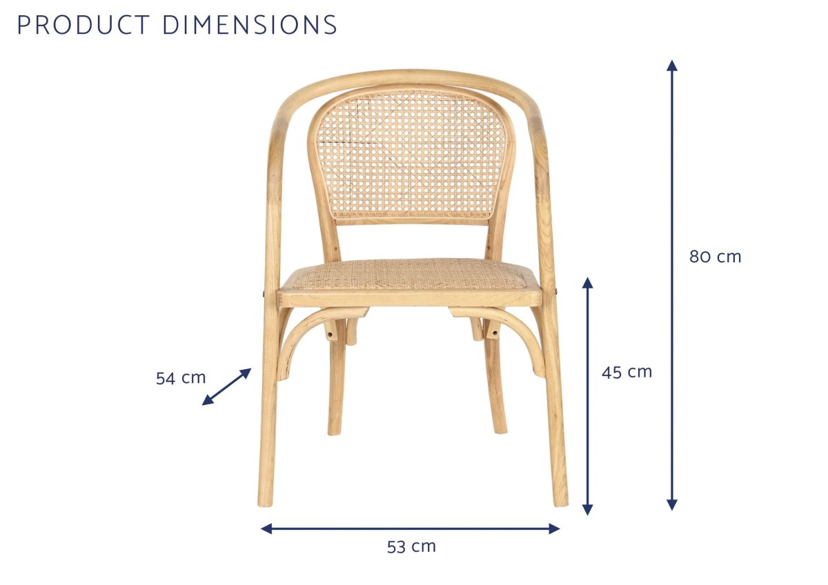 Silla de Comedor Olmo y Ratán Natural con Reposabrazos - Imagen 5