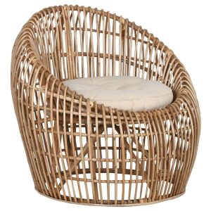 Silla de Ratán y Bambú Envolvente Natural con Cojín