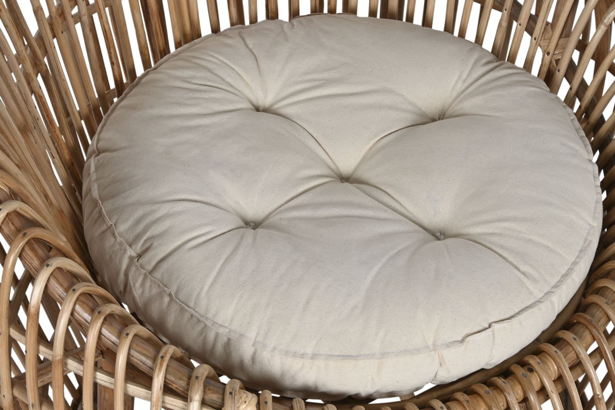 Silla de Ratán y Bambú Envolvente Natural con Cojín - Imagen 3