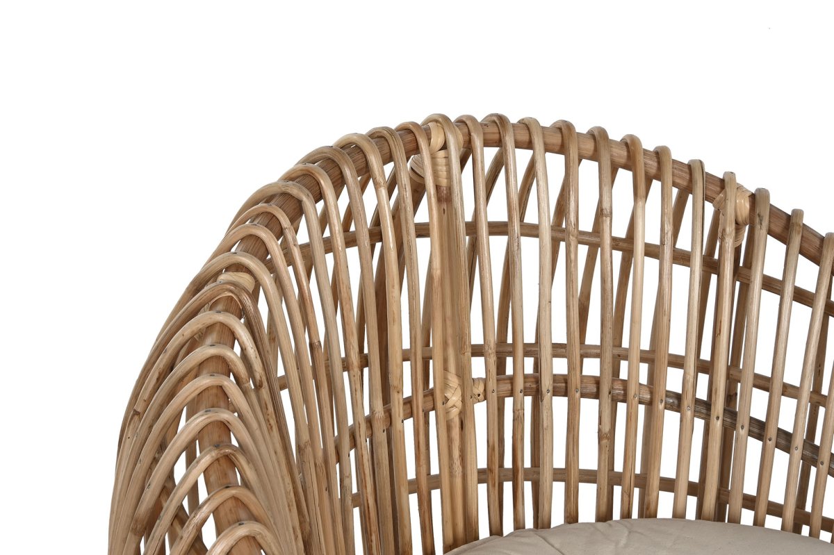 Silla de Ratán y Bambú Envolvente Natural con Cojín - Imagen 4