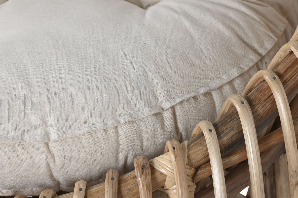 Silla de Ratán y Bambú Envolvente Natural con Cojín - Imagen 5