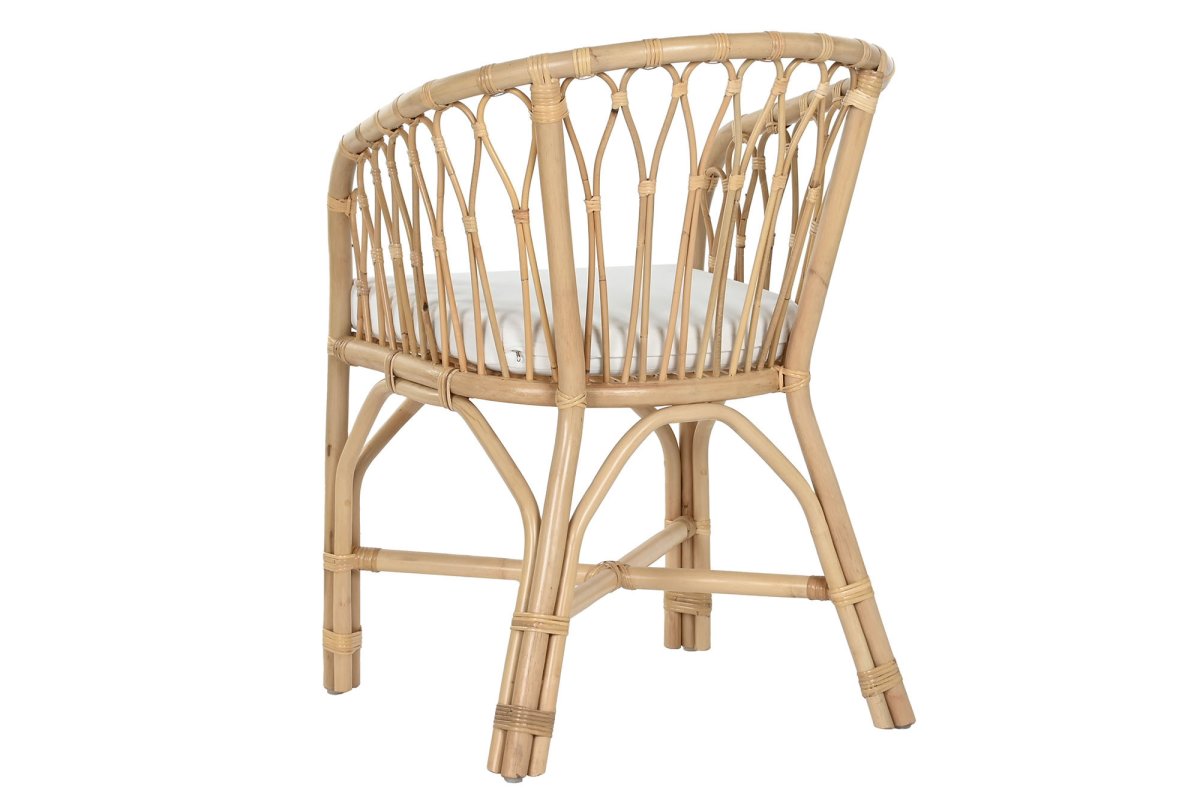 Sillón de Bambú y Ratán Natural con Cojín Blanco - Imagen 4