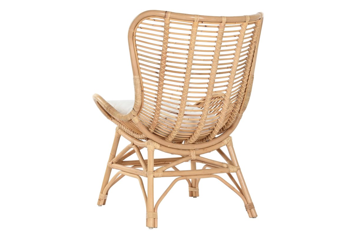 Sillón de Bambú y Ratán Natural con Cojín Blanco Crudo - Imagen 4