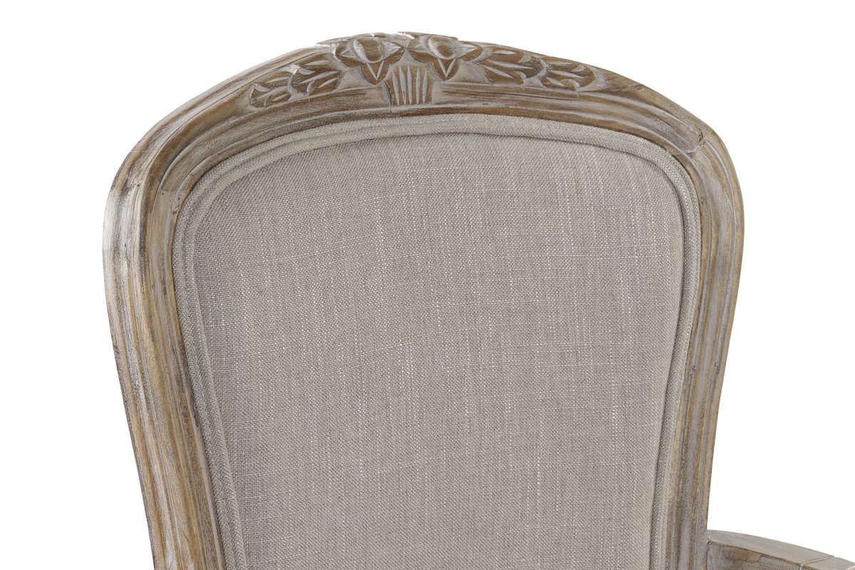 Sillón Butaca Lino Beige y Madera Decapada Estilo Clásico - Imagen 4