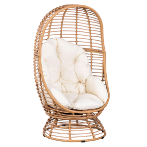Sillón Giratorio de Exterior de Ratán Sintético y Hierro