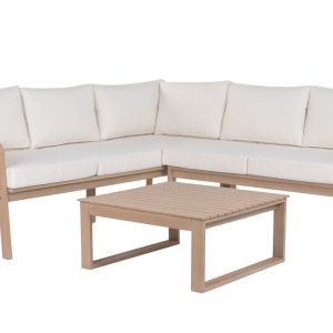 Sofá Modular de Jardín Esquinero Acacia y Poliéster