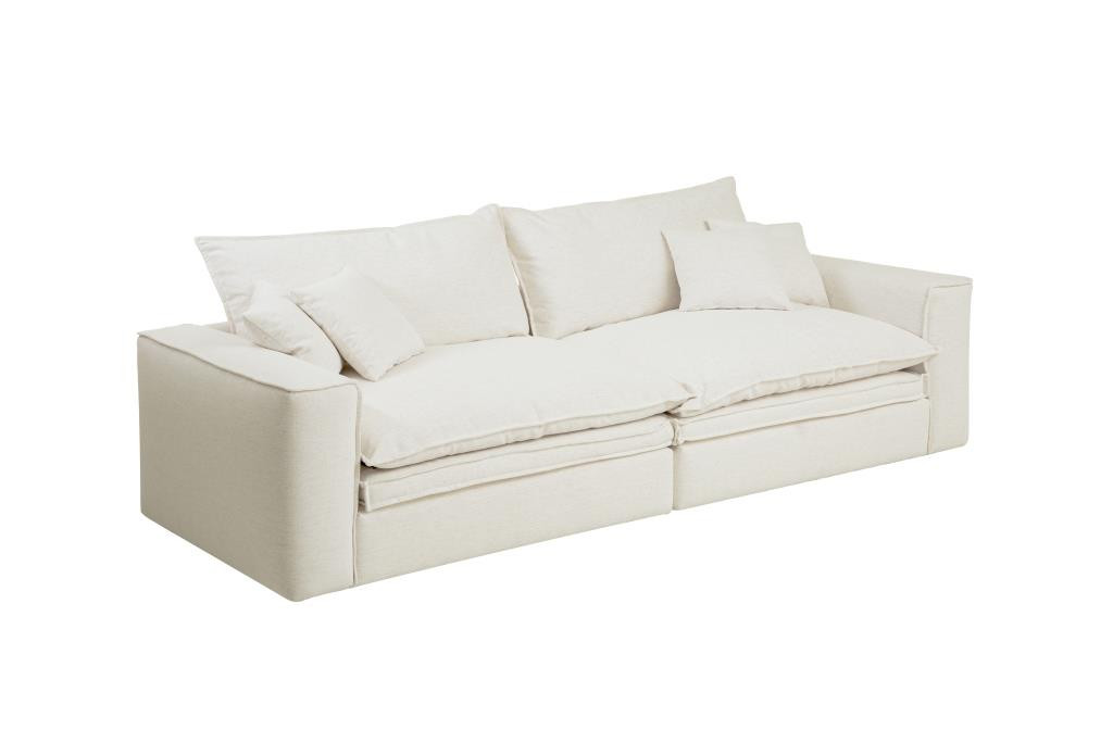 Sofá Modular de Lino y Pluma Natural Crudo 296cm