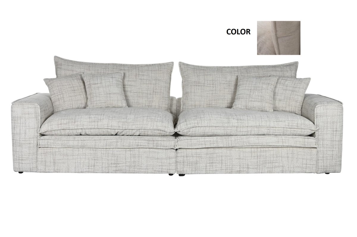 Sofá Modular de Lino y Pluma Natural Crudo 296cm - Imagen 3