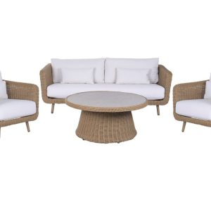 Set de Sofá y Sillones de Jardín en Ratán Sintético y Aluminio