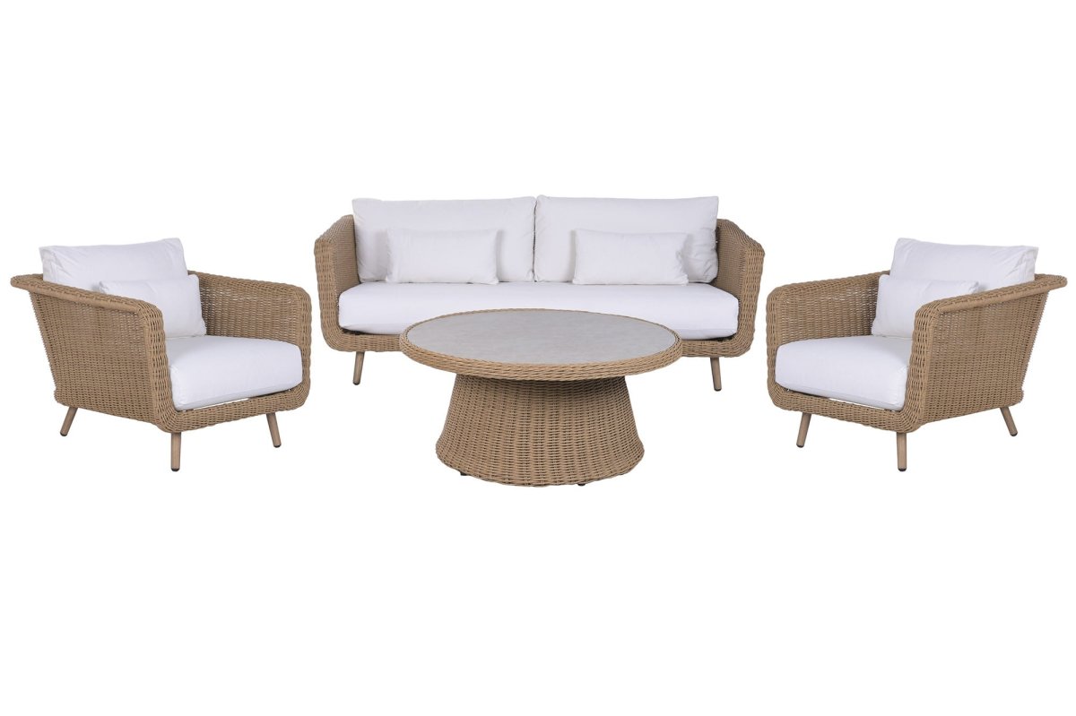 Set de Sofá y Sillones de Jardín en Ratán Sintético y Aluminio