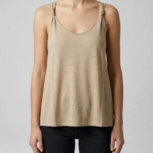 Camiseta Majestic Tirantes Nudo Beige