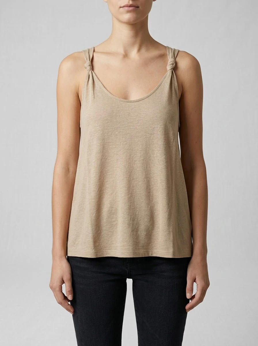 Camiseta Majestic Tirantes Nudo Beige
