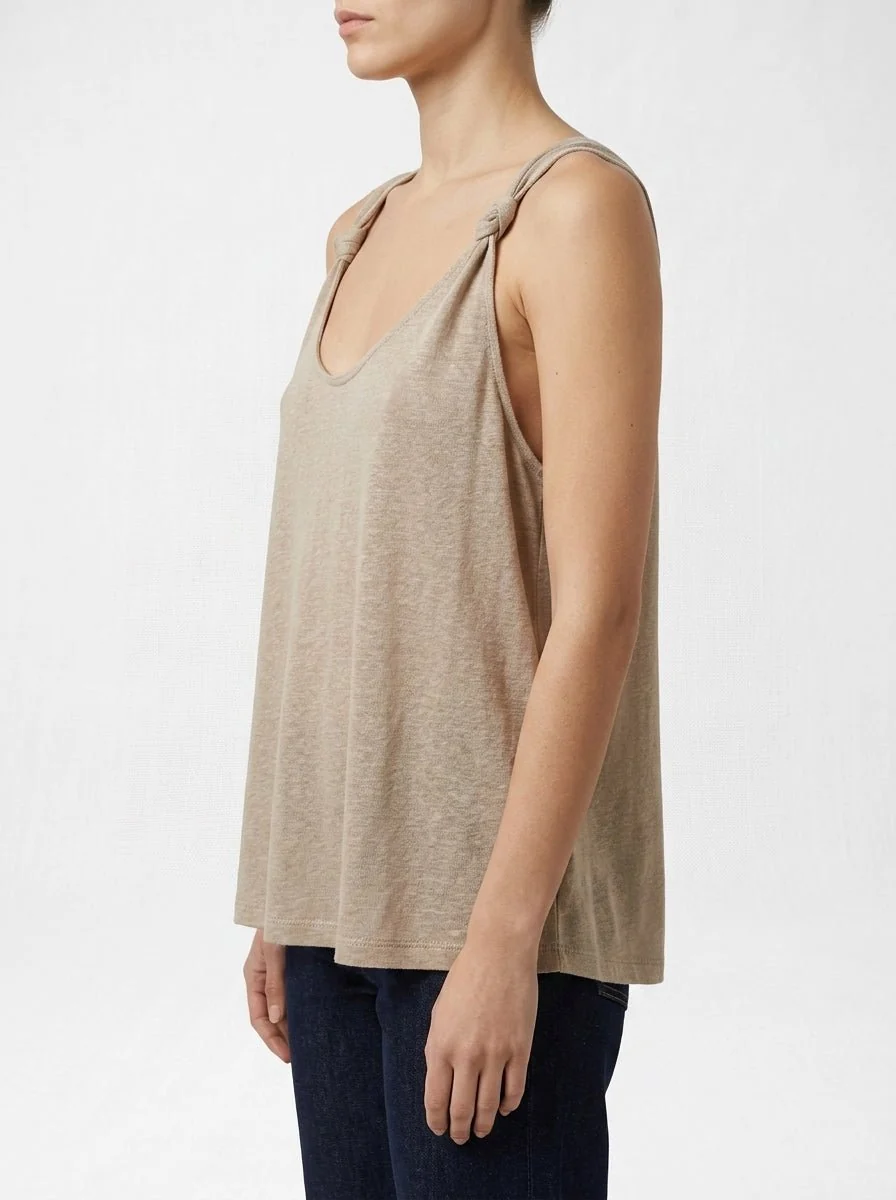 Camiseta Majestic Tirantes Nudo Beige - Imagen 3