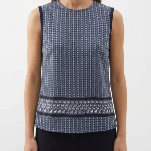 Top Whicy Milano Geometrico Azul Marino