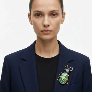 Broche Il Baco Da Seta Insecto Azul